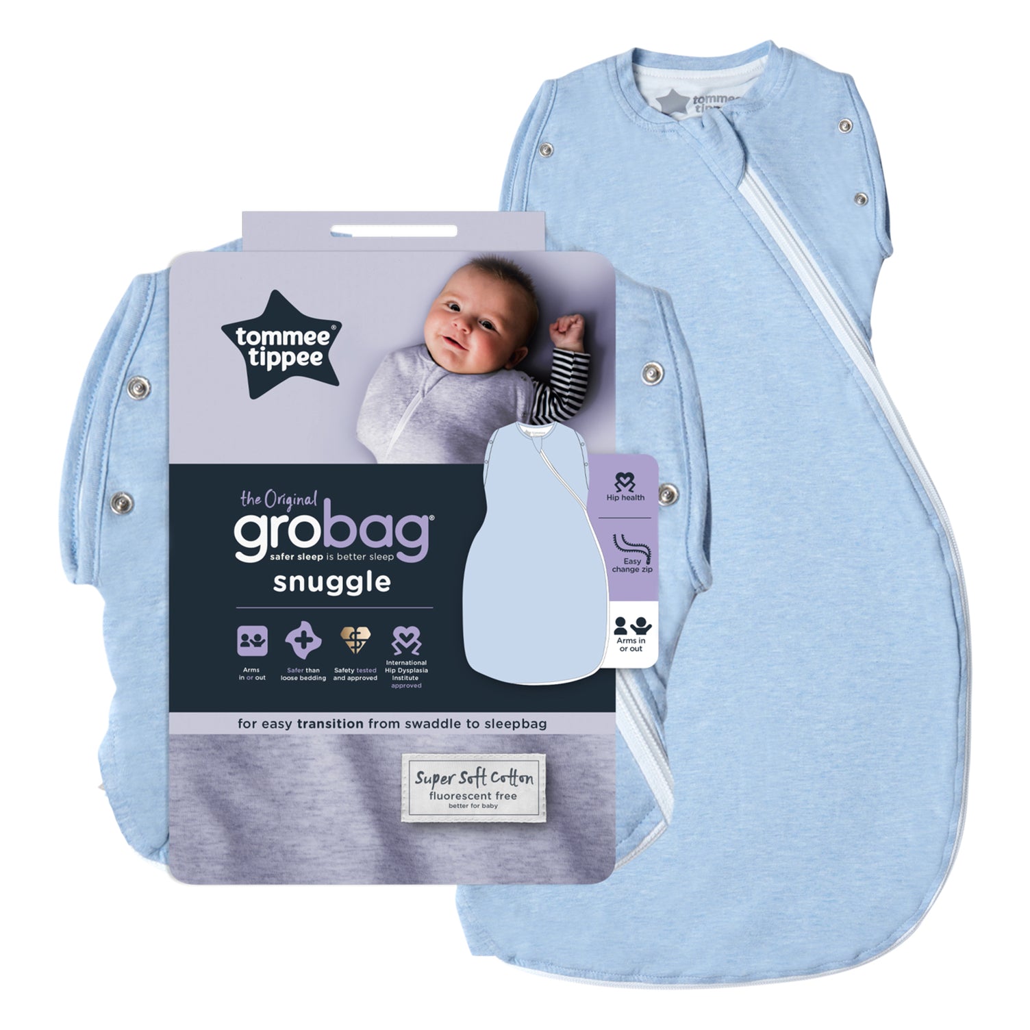 Grobag Snuggle Blue Marl Moonlight Baby Sleep