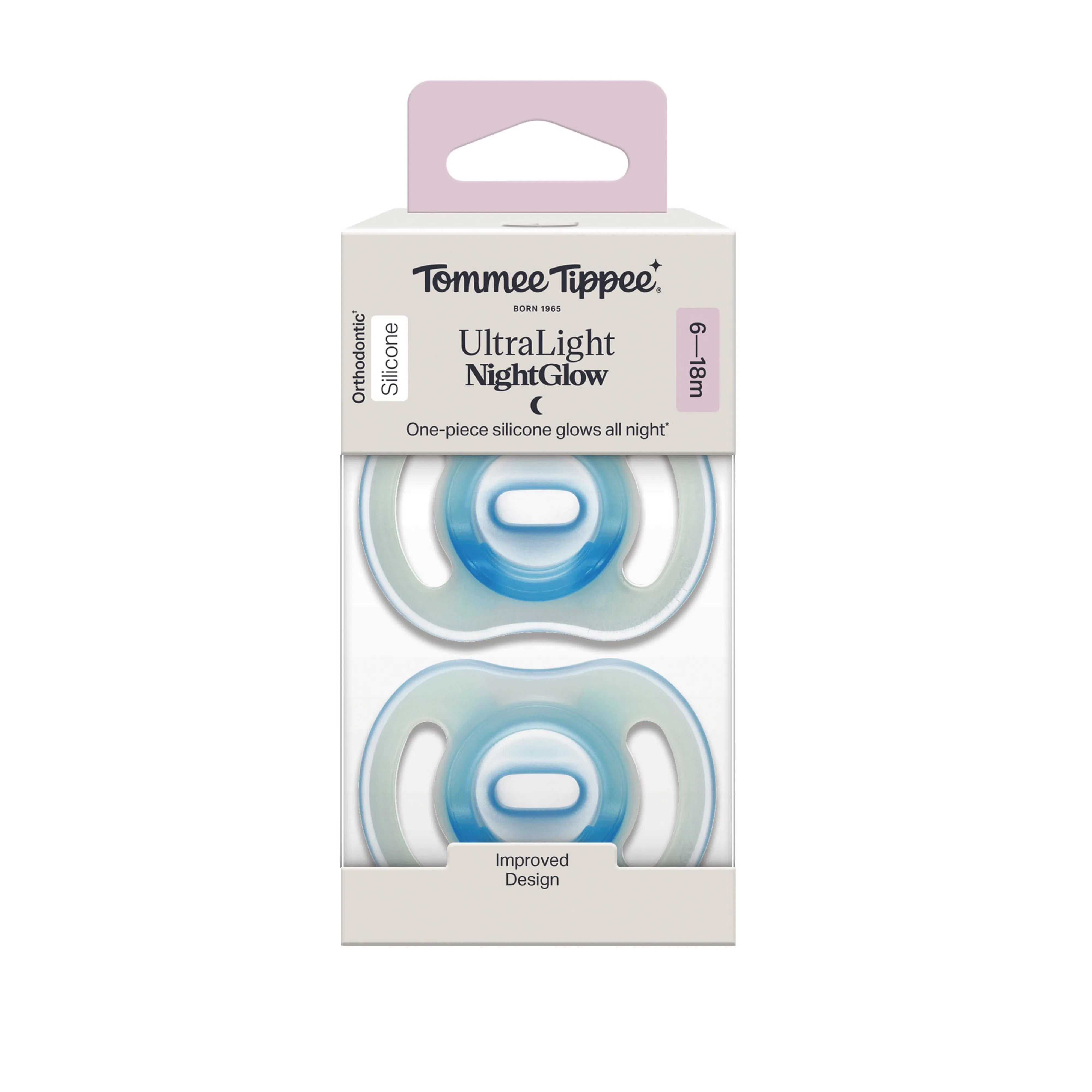 Tommee Tippee Night Glow Time Soothers 2 Pack 6-18M