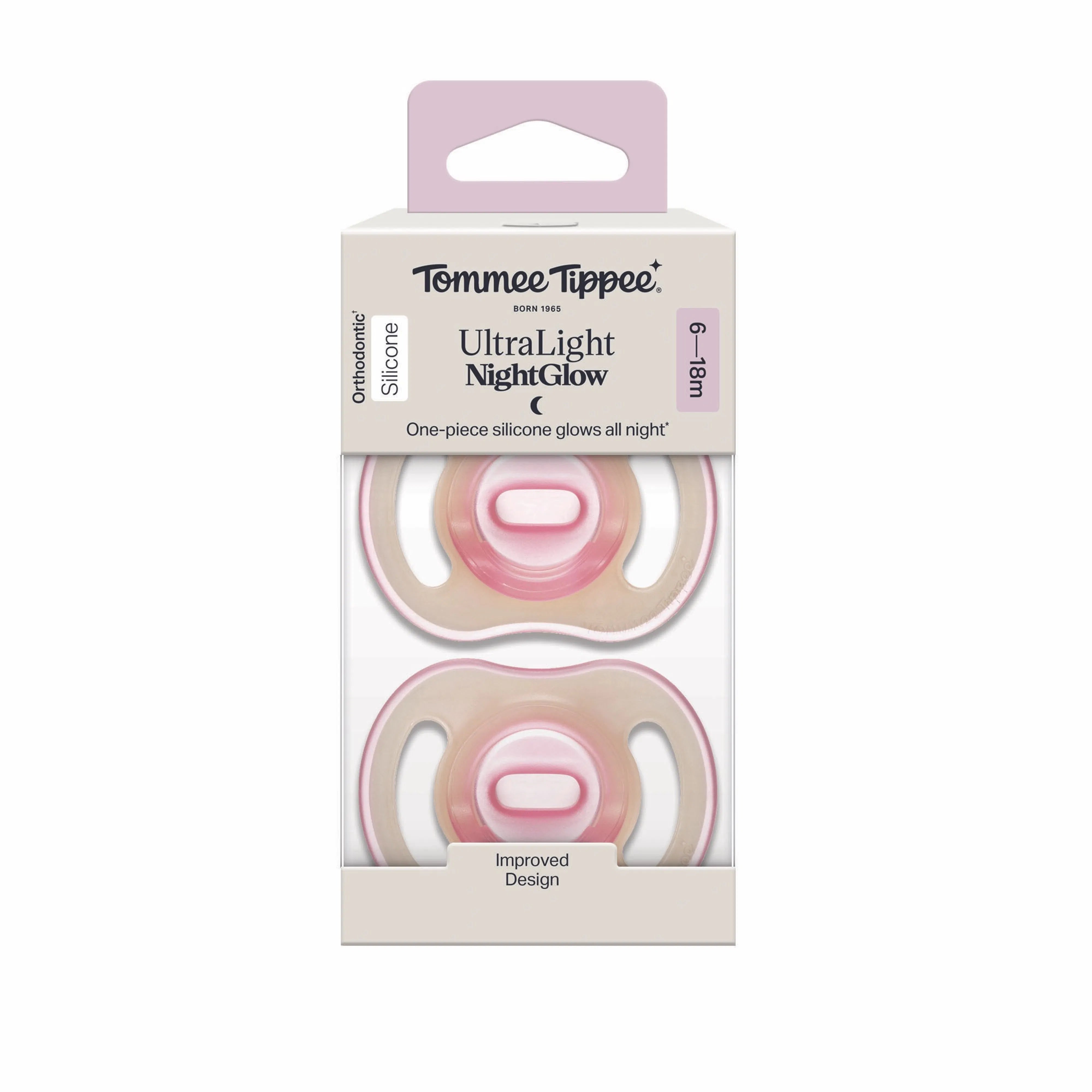 Tommee Tippee Night Glow Time Soothers 2 Pack 6-18M