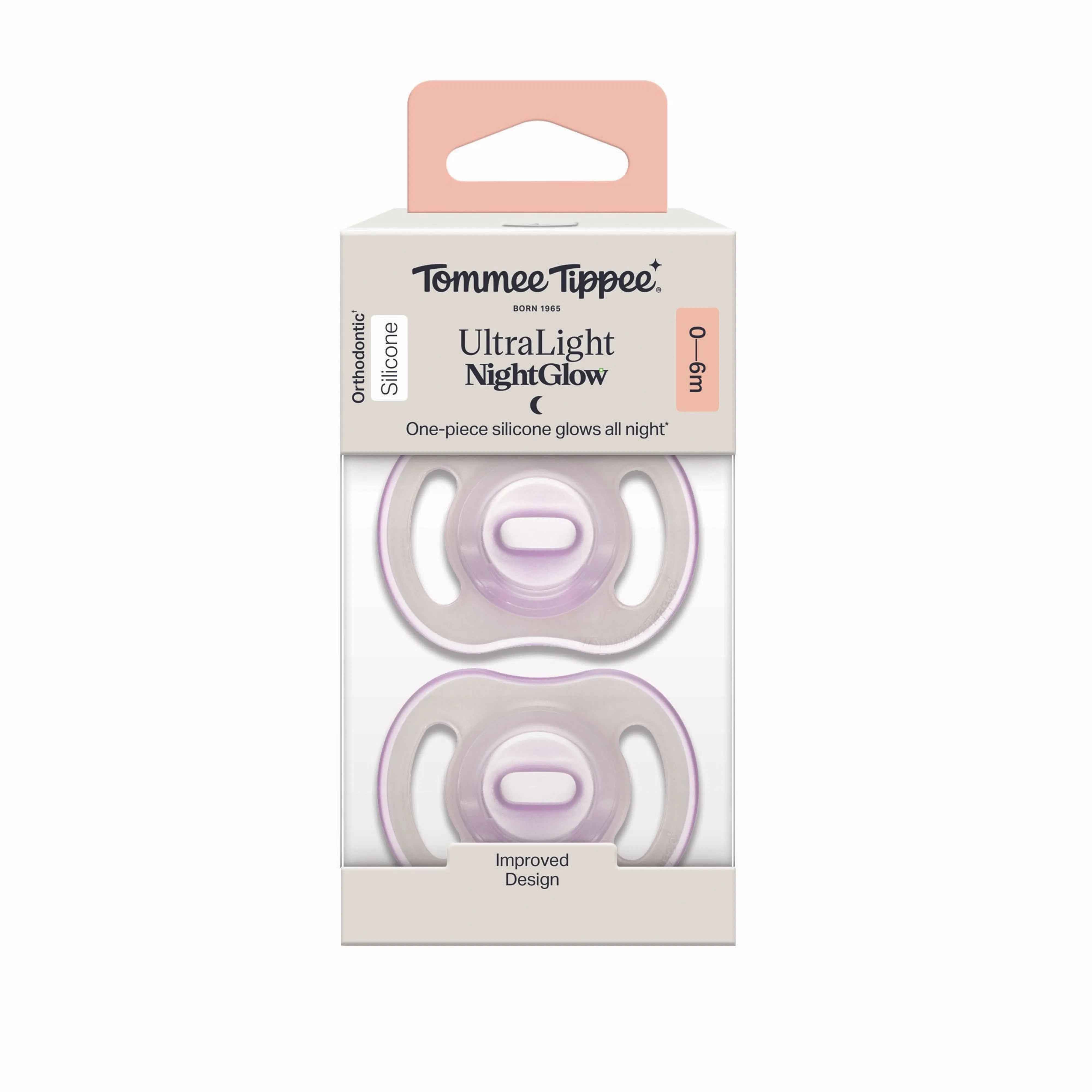 Tommee Tippee Ultra-Light Stayput Night Glow Soother 0-6M 2Pack