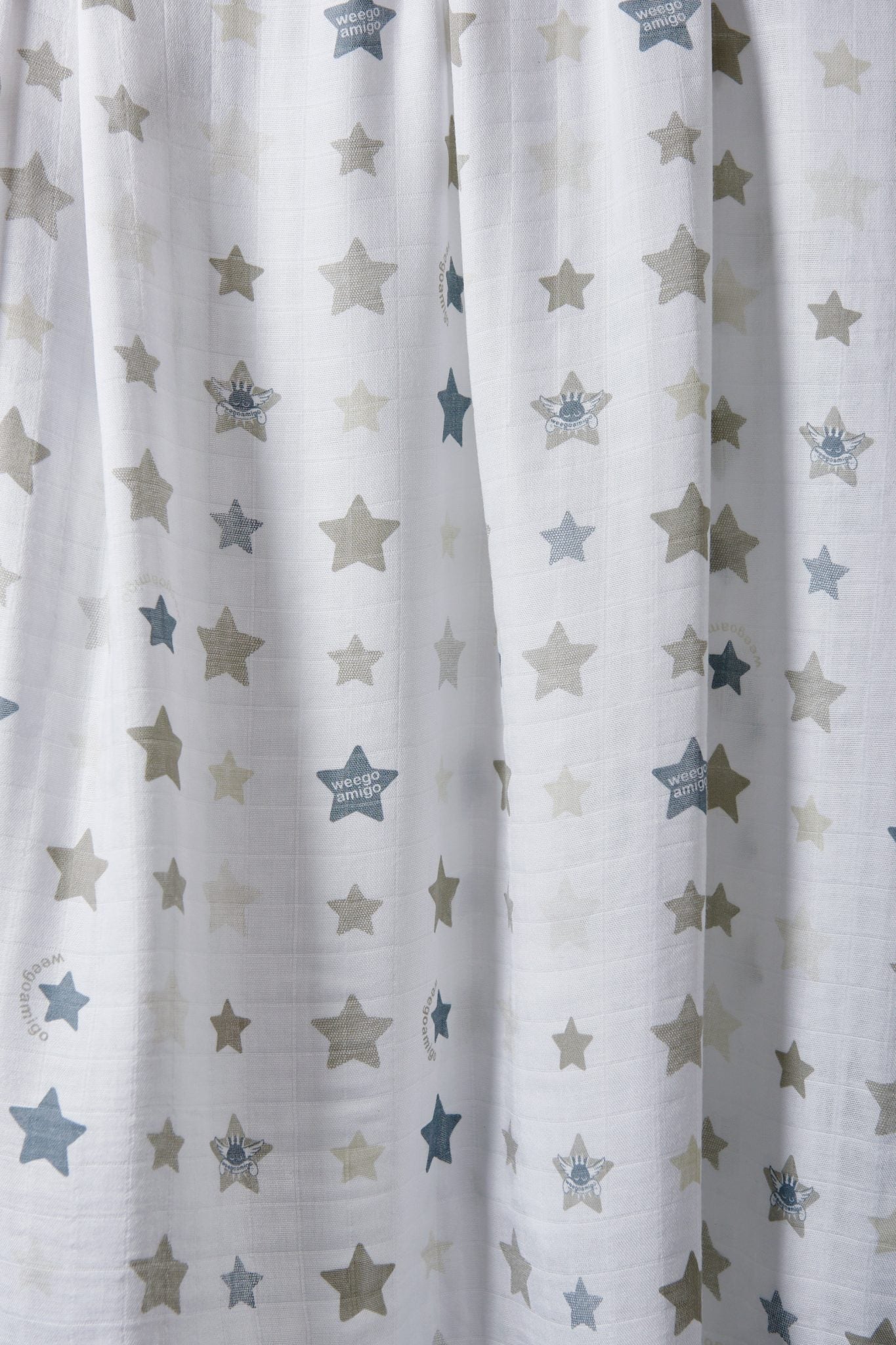 Weegoamigo Bamboo Muslin. Super soft cotton . Swaddling swaddle. Blue and grey stars on white background. Moonlight Baby Sleep. Melbourne.