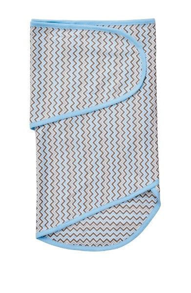 Moonlight Baby Sleep Consultant Melbourne - Miracle Blanket - Blue Chevron - swaddling to contain startle reflex