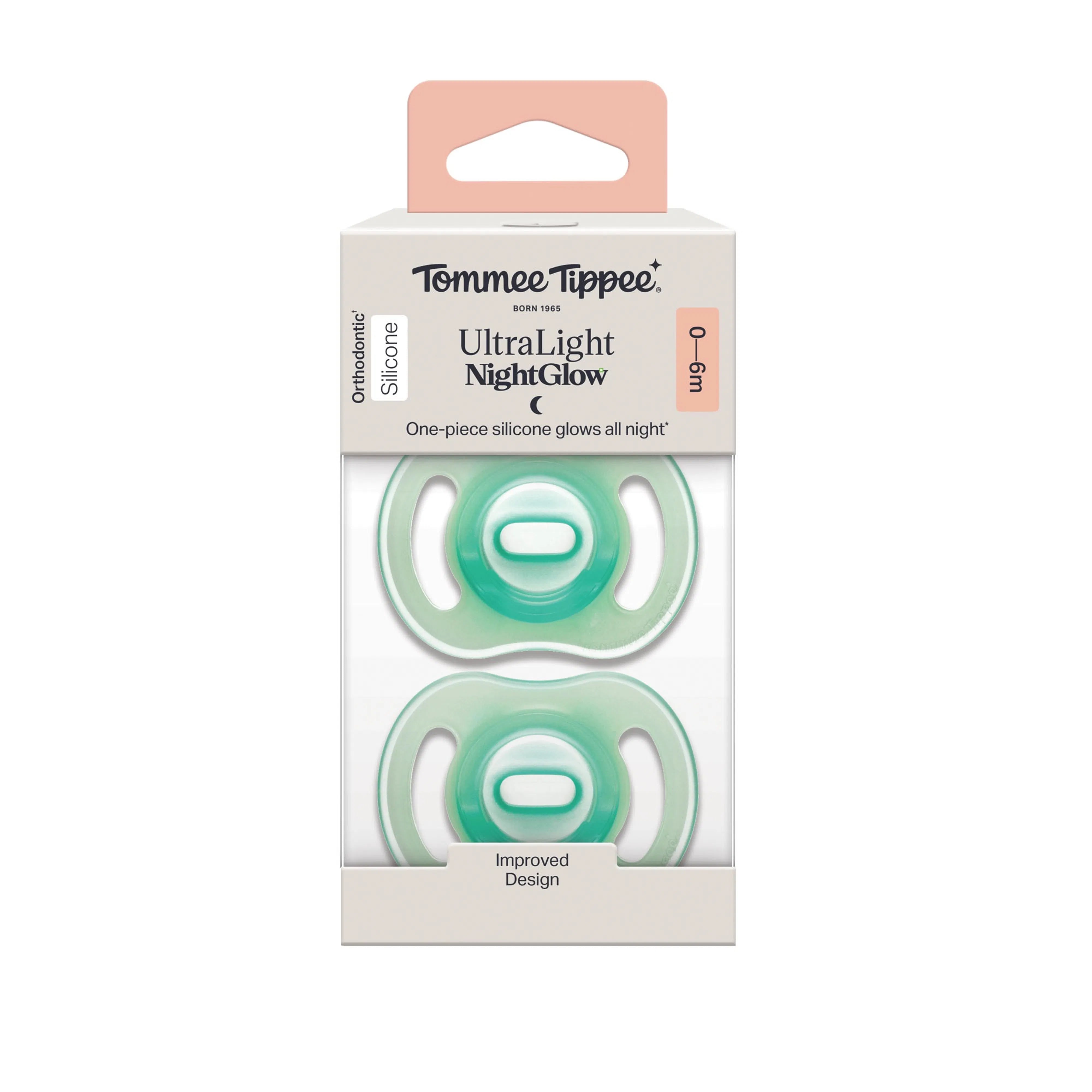 Tommee Tippee Ultra-Light Stayput Night Glow Soother 0-6M 2Pack