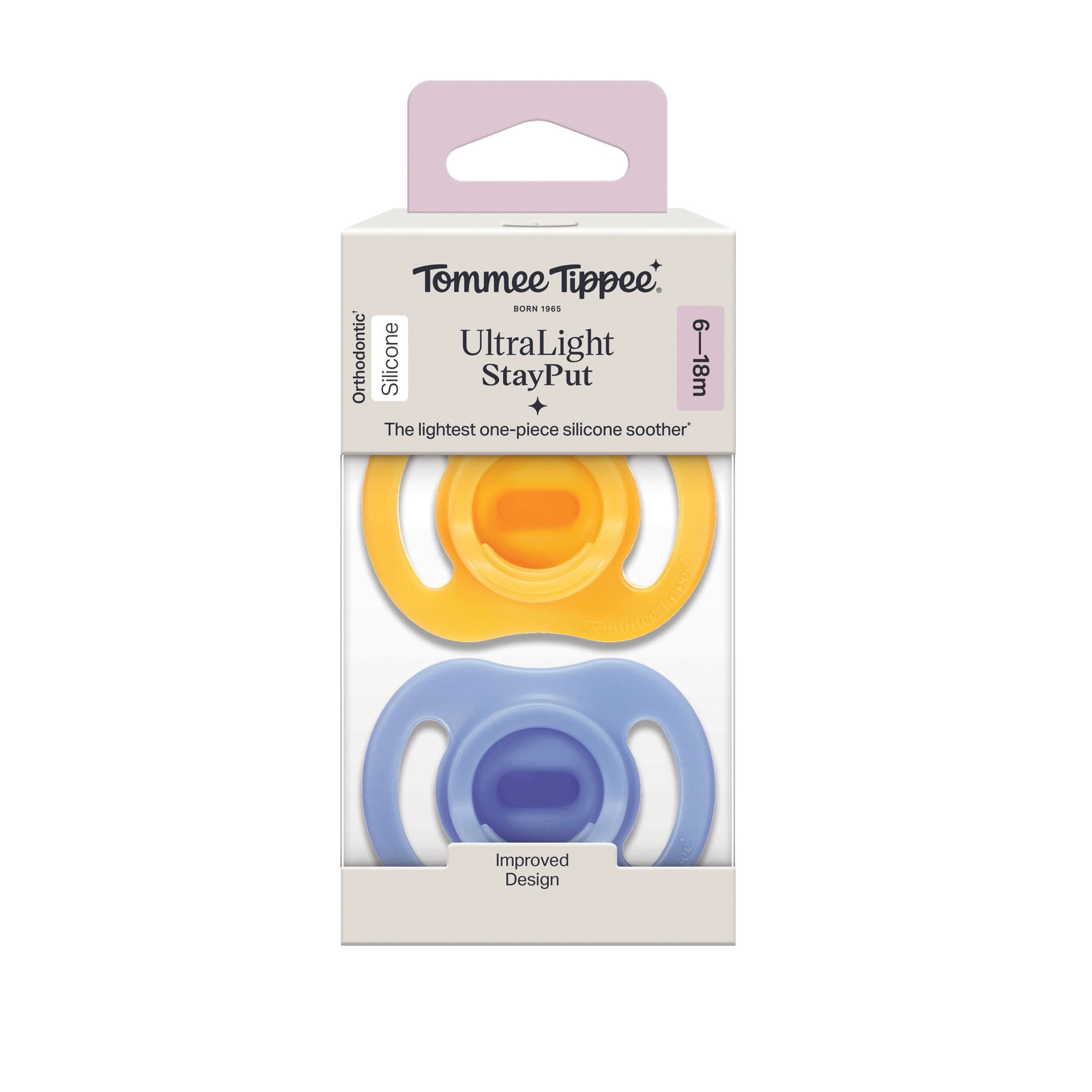 Tommee Tippee Ultra Light StayPut Silicone Soother 2 Pack 6-18 Months