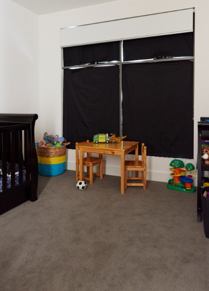 Moonlight Baby Sleep Consultant Melbourne - Room with blinds on show to demonstrate the blackout sleep environment