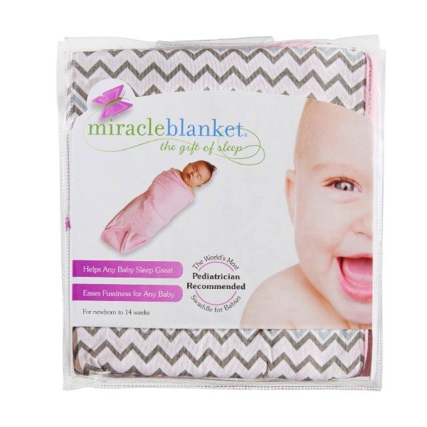 Moonlight Baby Sleep Consultant Melbourne - Miracle Blanket pink chevron swaddle - swaddling to contain startle reflex
