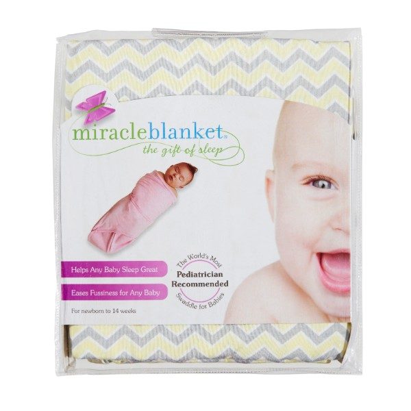 Moonlight Baby Sleep Consultant Melbourne - Miracle Blanket yellow chevron swaddling to contain startle reflex