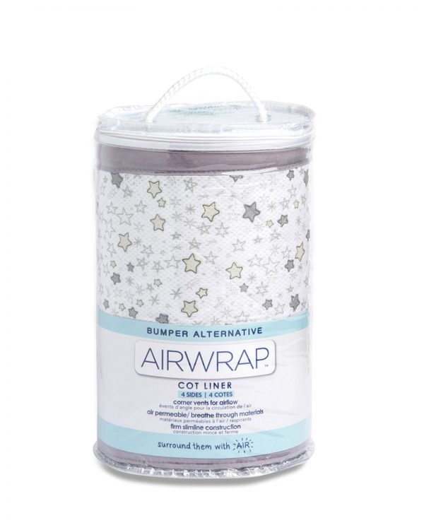 Airwrap Cot Liner - Starry Night Grey Moonlight Baby Sleep Aids